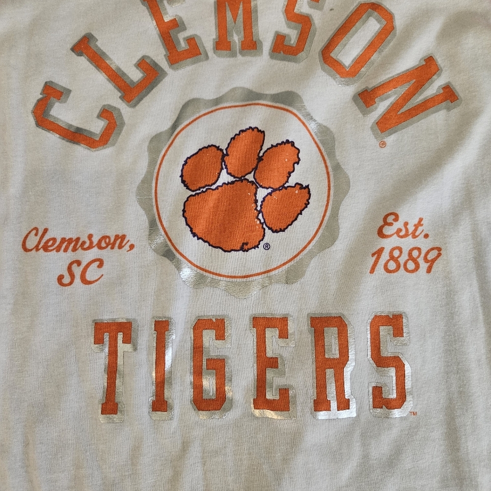 Clemson Tigers Orange & White Raglan Tee Size L - Picture 3 of 5